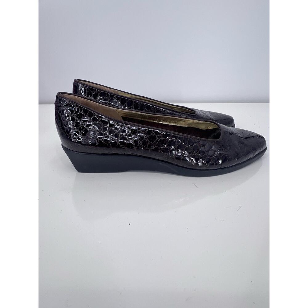 Bally Leather Croc Flats Loafer Brown size 8